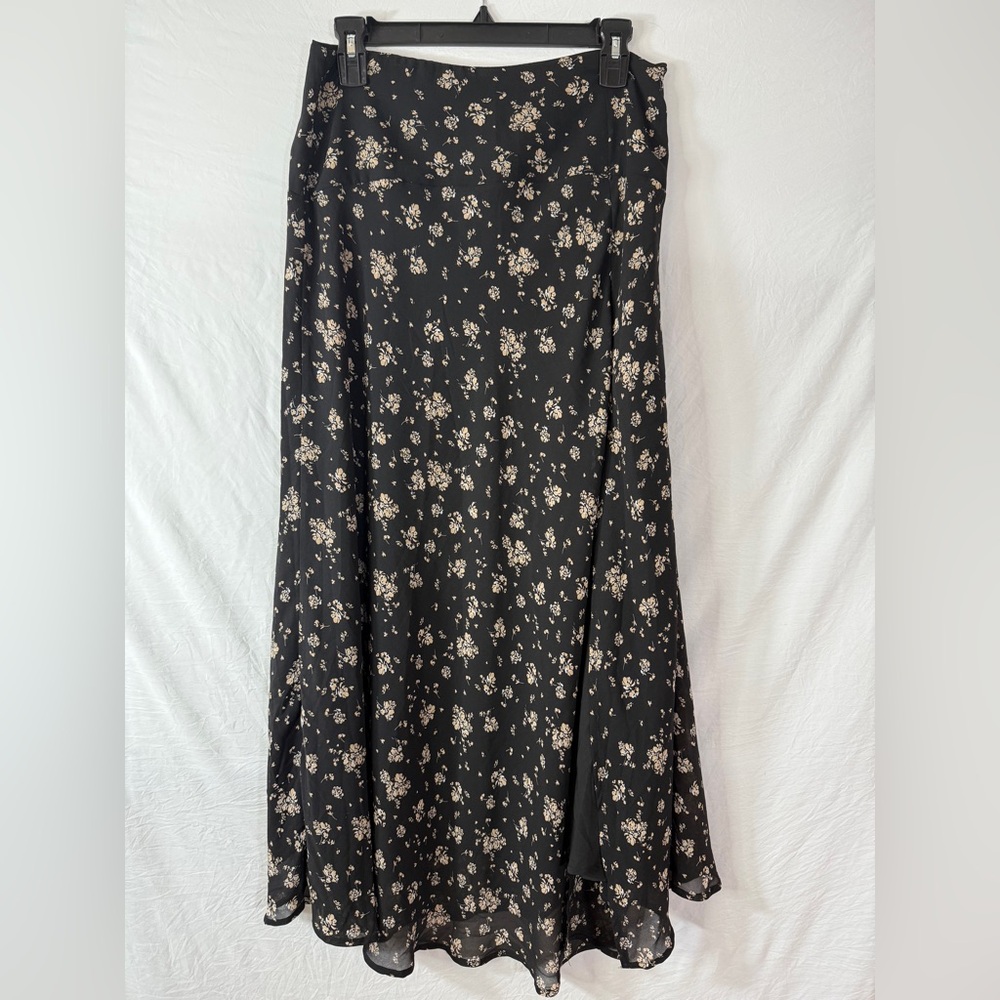 Ever After Black and Taupe Maxi A-Line Skirt with Slit SKU0669 - Picture 2 of 5